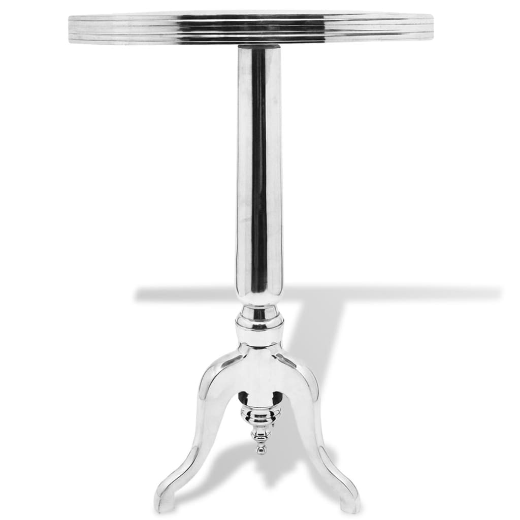 Sidebord rundt aluminium sølv