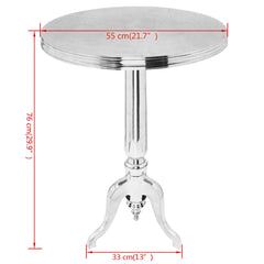 Sidebord rundt aluminium sølv
