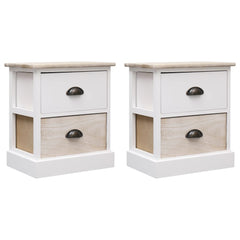 Nattbord 2 stk hvit og naturlig 38x28x45 cm keisertre