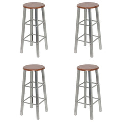 Barkrakker 4 stk sølv og brun MDF