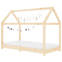 Sengeramme barn grå heltre furu 70x140 cm