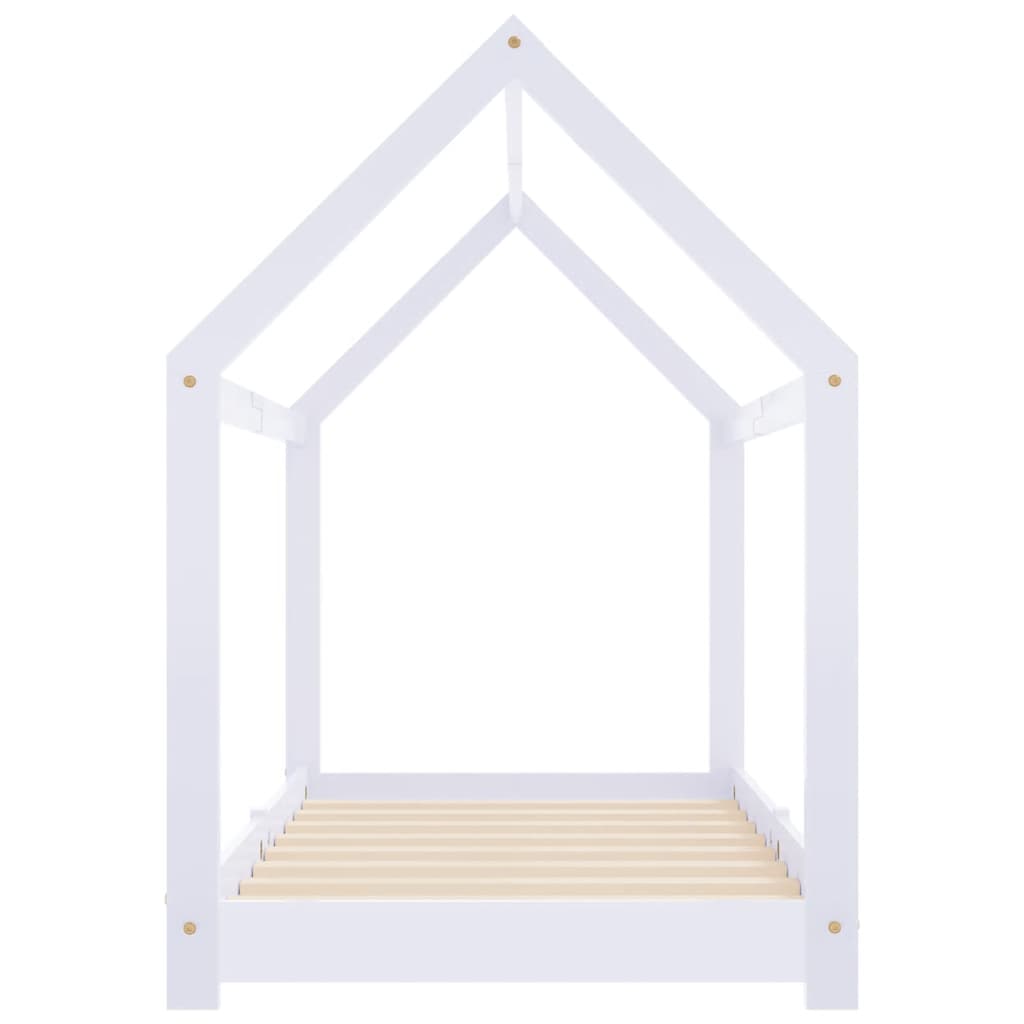 Sengeramme for barn heltre furu hvit 80x160 cm