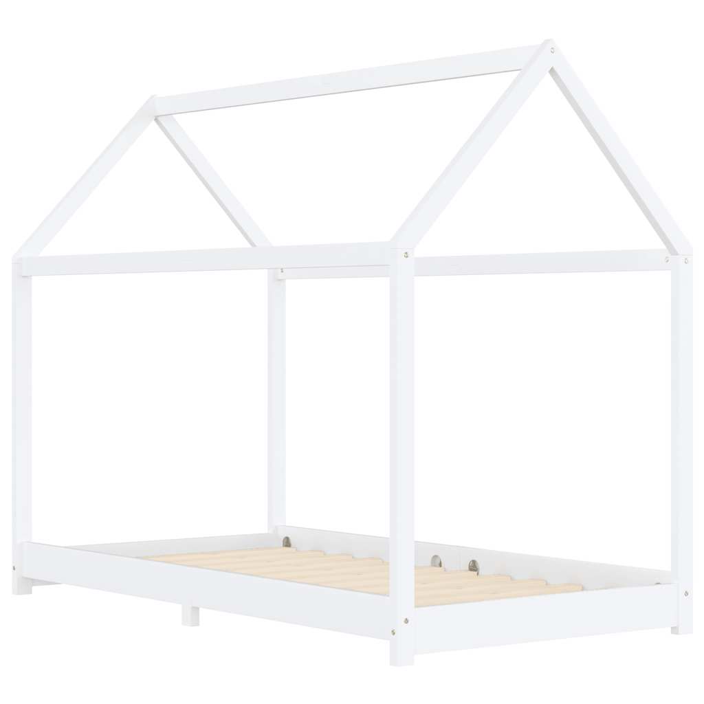 Sengeramme for barn heltre furu hvit 90x200 cm