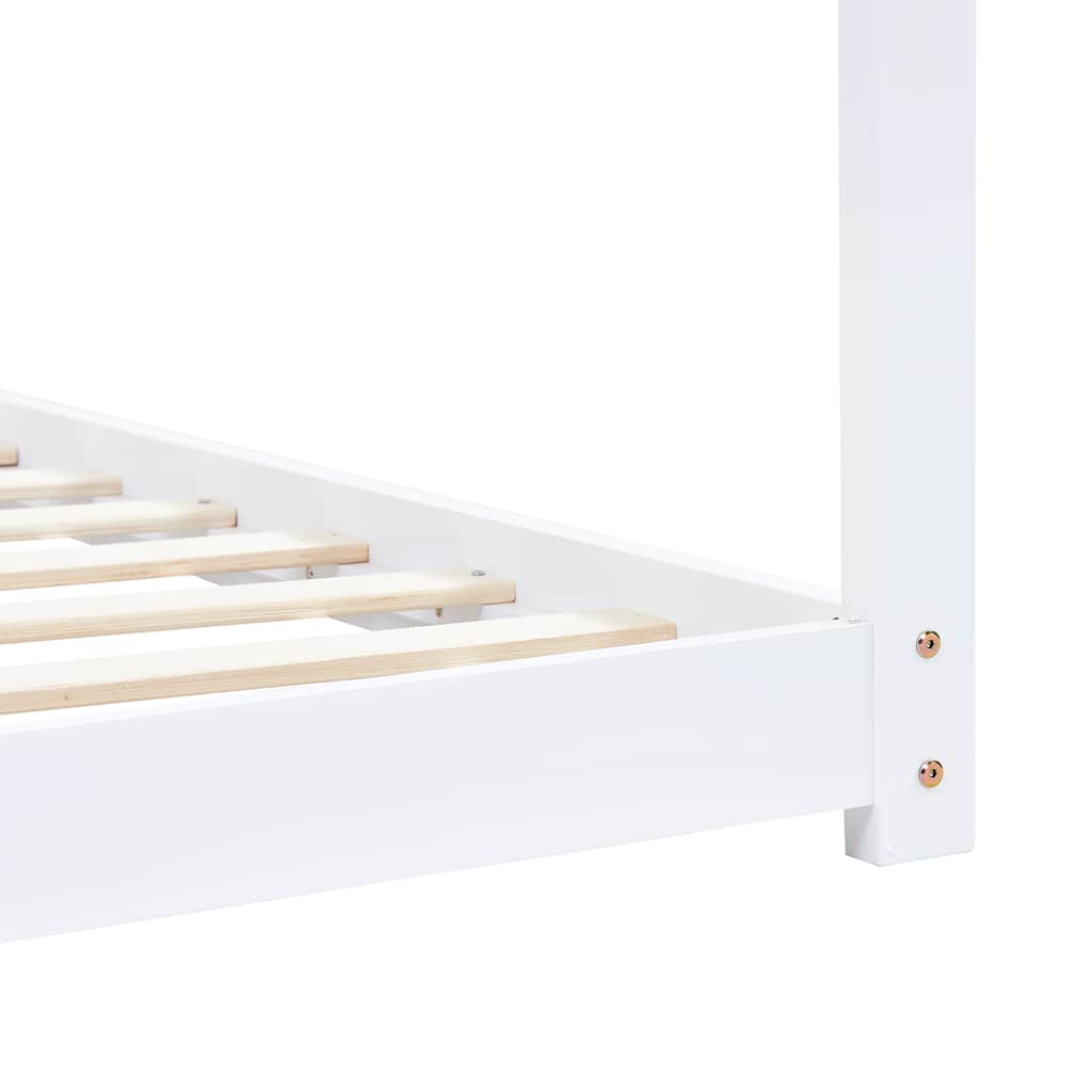 Sengeramme for barn heltre furu hvit 90x200 cm