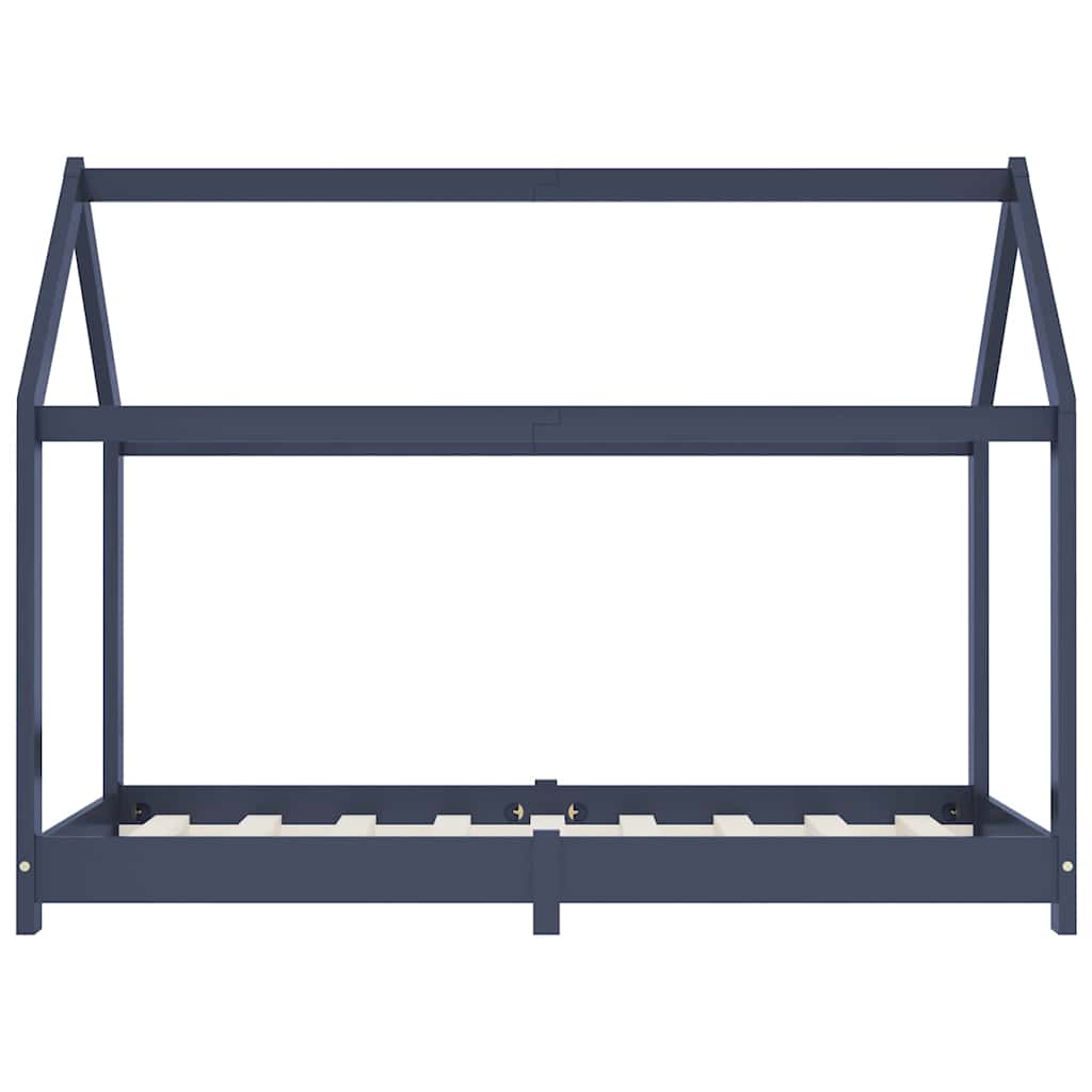 Sengeramme for barn heltre furu grå 70x140 cm