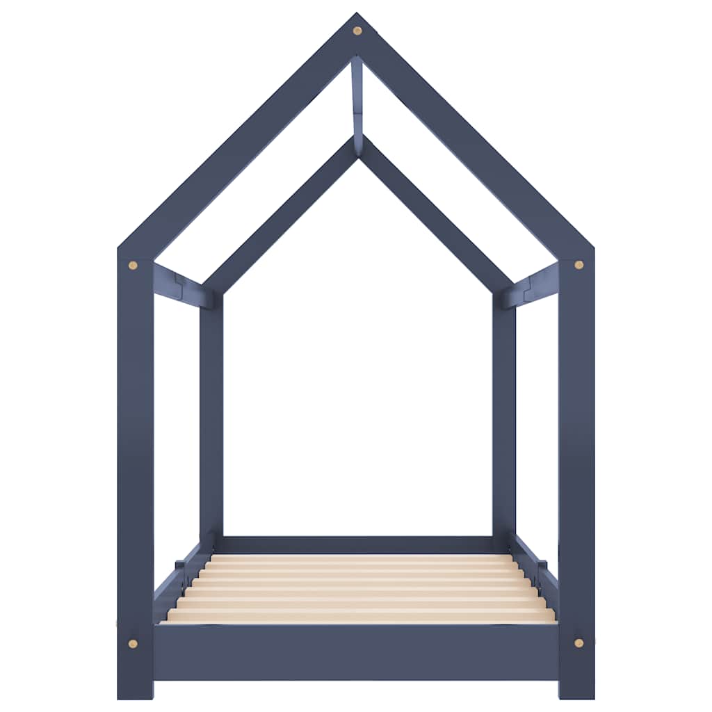 Sengeramme for barn heltre furu grå 70x140 cm