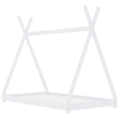 Sengeramme for barn heltre furu hvit 80x160 cm