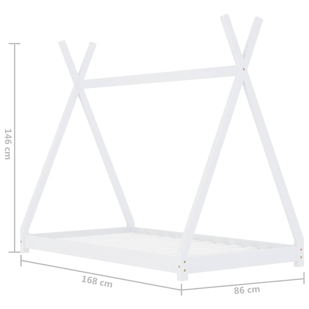 Sengeramme for barn heltre furu hvit 80x160 cm