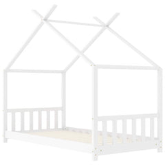 Sengeramme for barn heltre furu hvit 70x140 cm