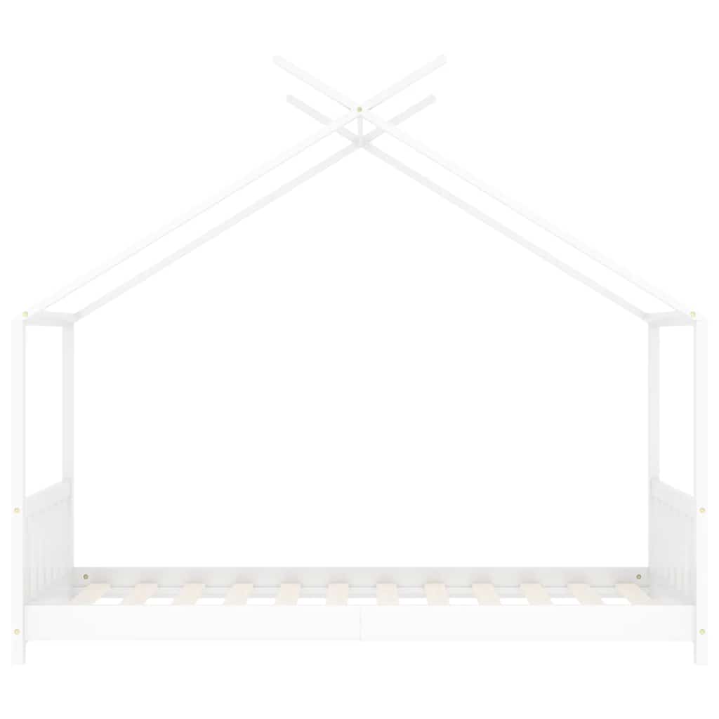 Sengeramme for barn heltre furu hvit 70x140 cm