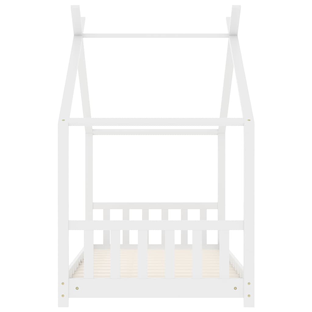 Sengeramme for barn heltre furu hvit 70x140 cm