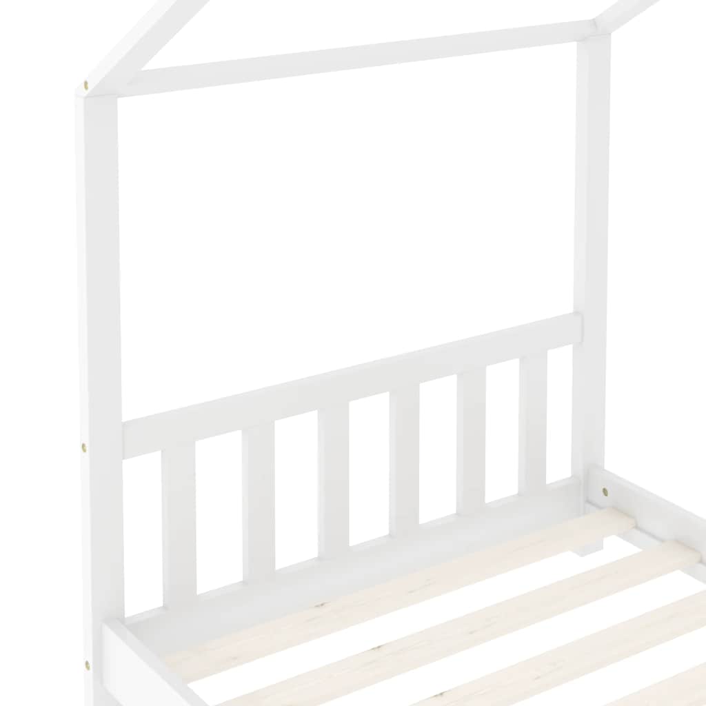 Sengeramme for barn heltre furu hvit 70x140 cm