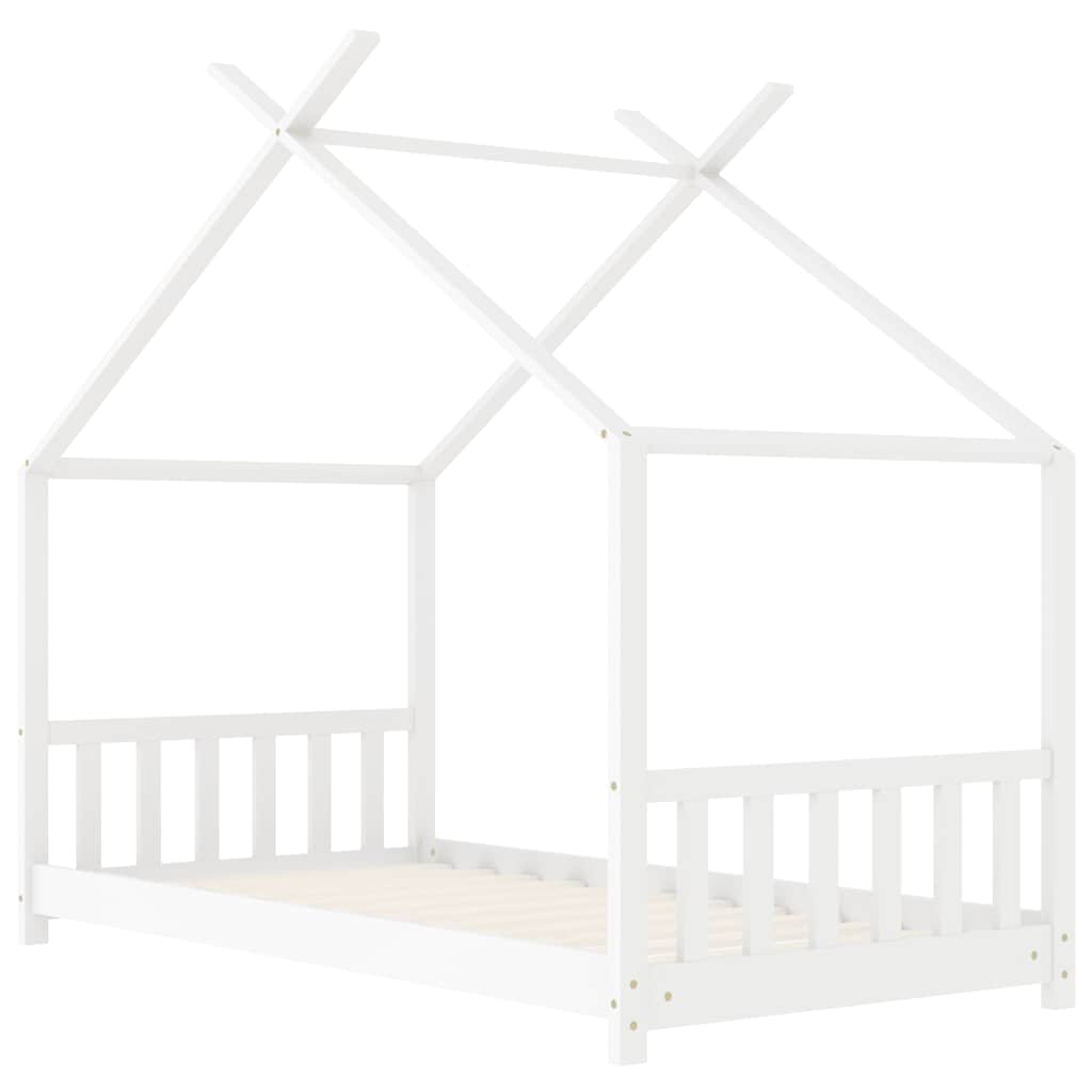 Sengeramme for barn heltre furu hvit 80x160 cm
