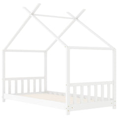 Sengeramme for barn heltre furu hvit 80x160 cm