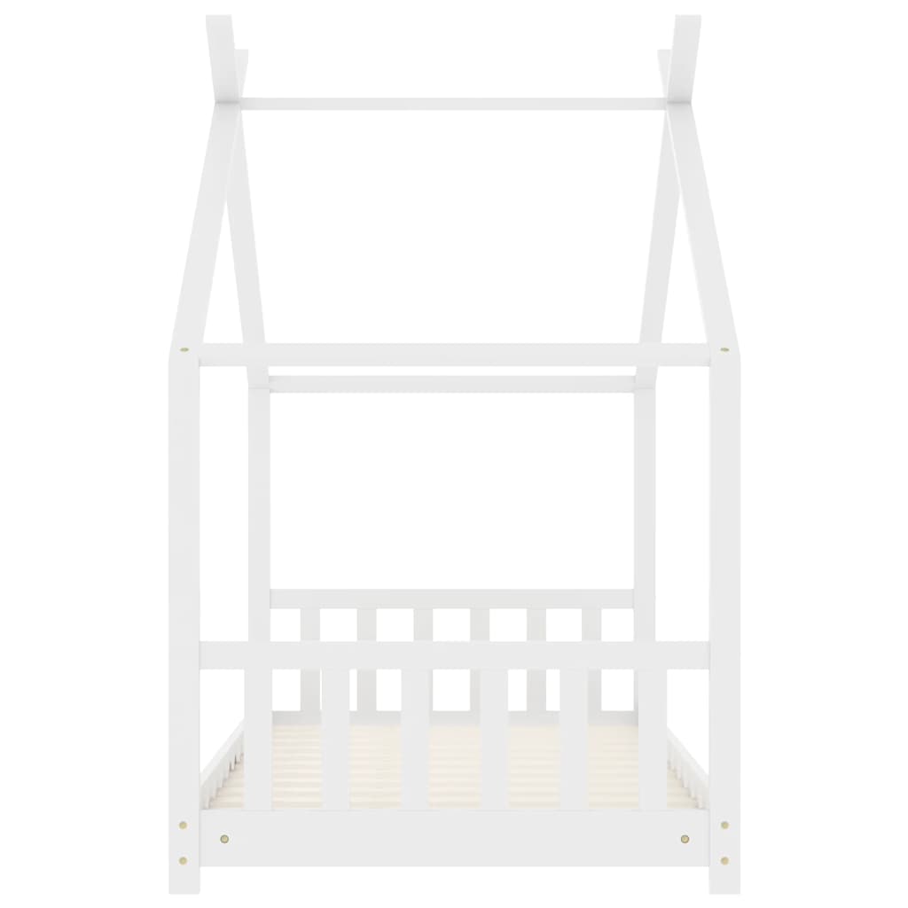 Sengeramme for barn heltre furu hvit 80x160 cm