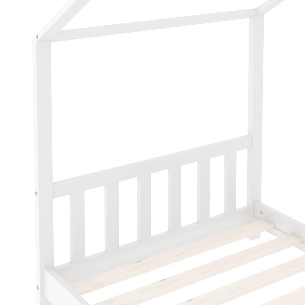 Sengeramme for barn heltre furu hvit 80x160 cm