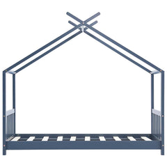 Sengeramme for barn heltre furu grå 70x140 cm