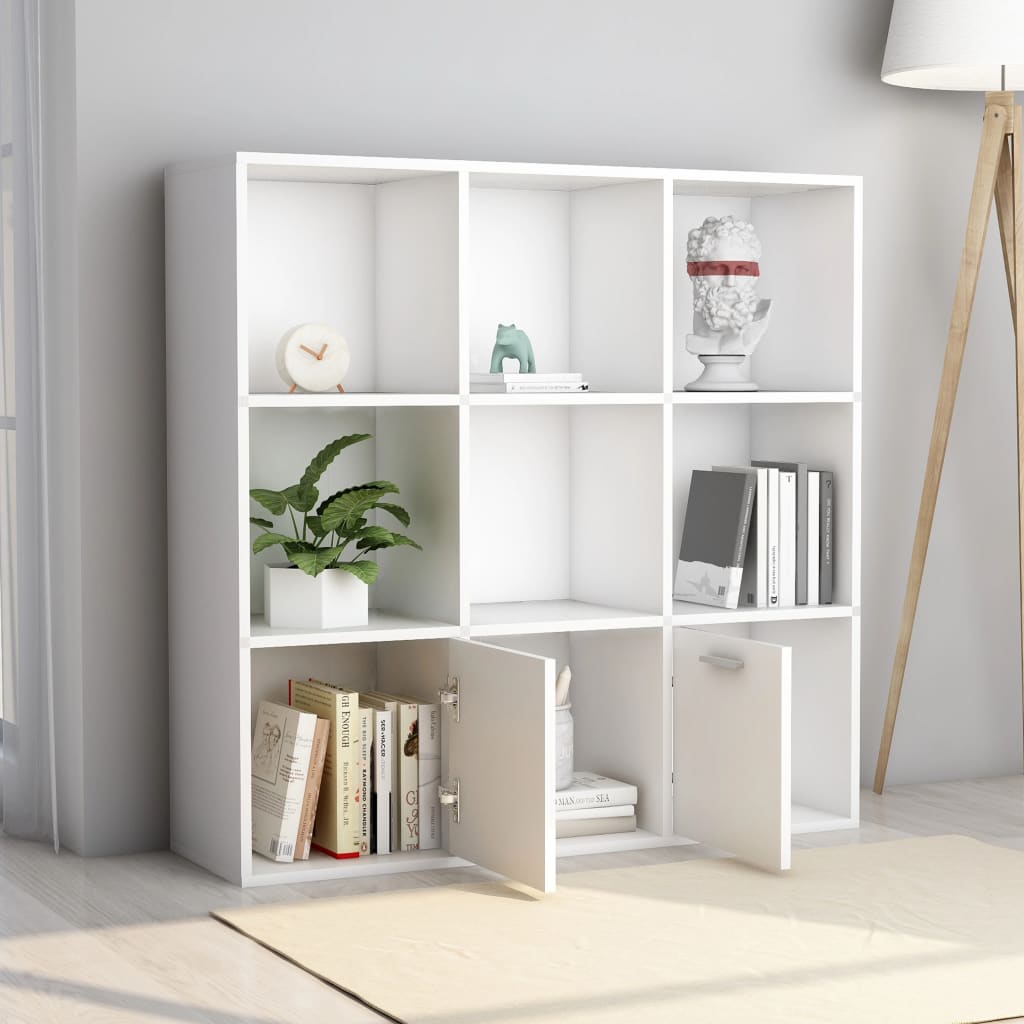 Bokhylle hvit 98x30x98 cm konstruert tre