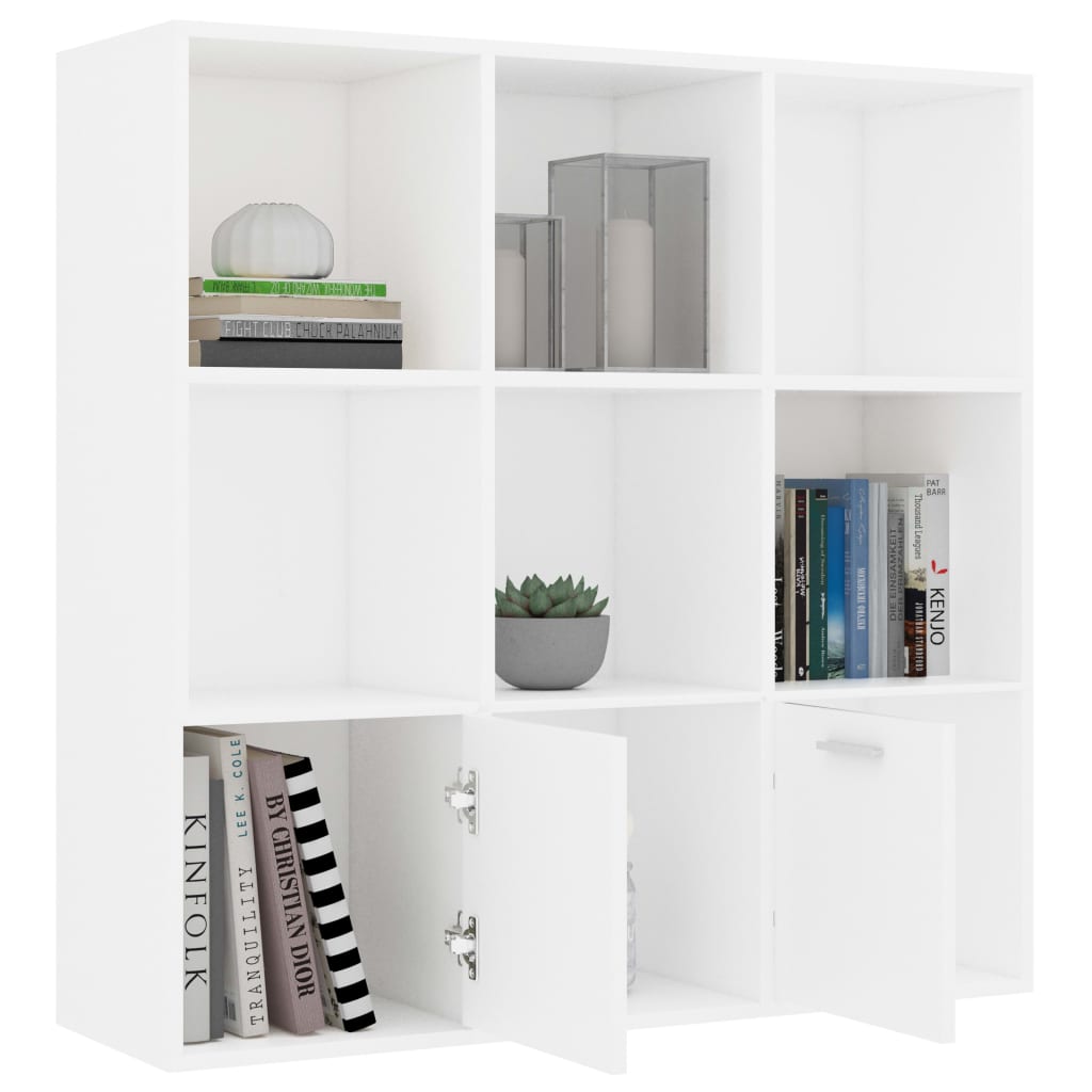 Bokhylle hvit 98x30x98 cm konstruert tre