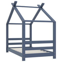 Sengeramme for barn heltre furu grå 70x140 cm