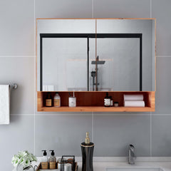 Speilskap med LED til baderom eik 80x15x60 cm MDF