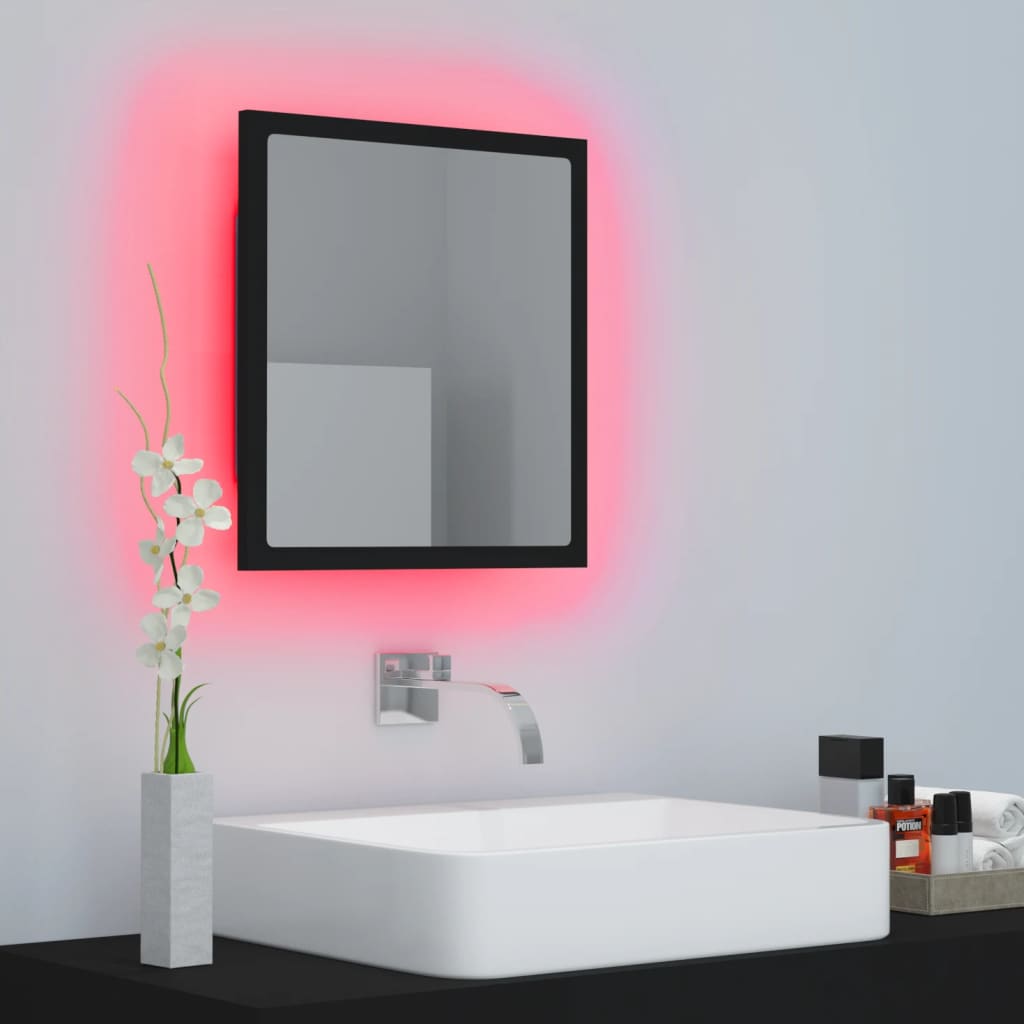 Baderomsspeil LED svart 40x8,5x37 cm akryl