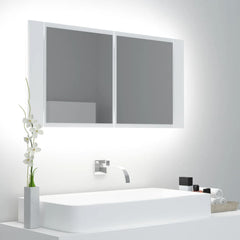 LED-speilskap til baderom hvit 90x12x45 cm akryl