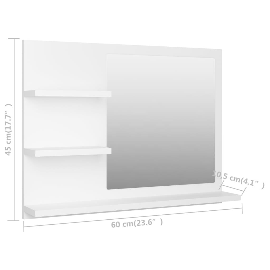 Baderomsspeil hvit 60x10,5x45 cm konstruert tre