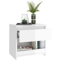 Nattbord 2 stk høyglans hvit 40x30x39 cm konstruert tre
