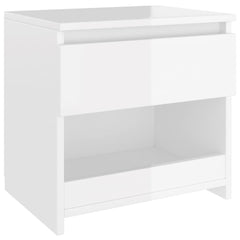 Nattbord 2 stk høyglans hvit 40x30x39 cm konstruert tre