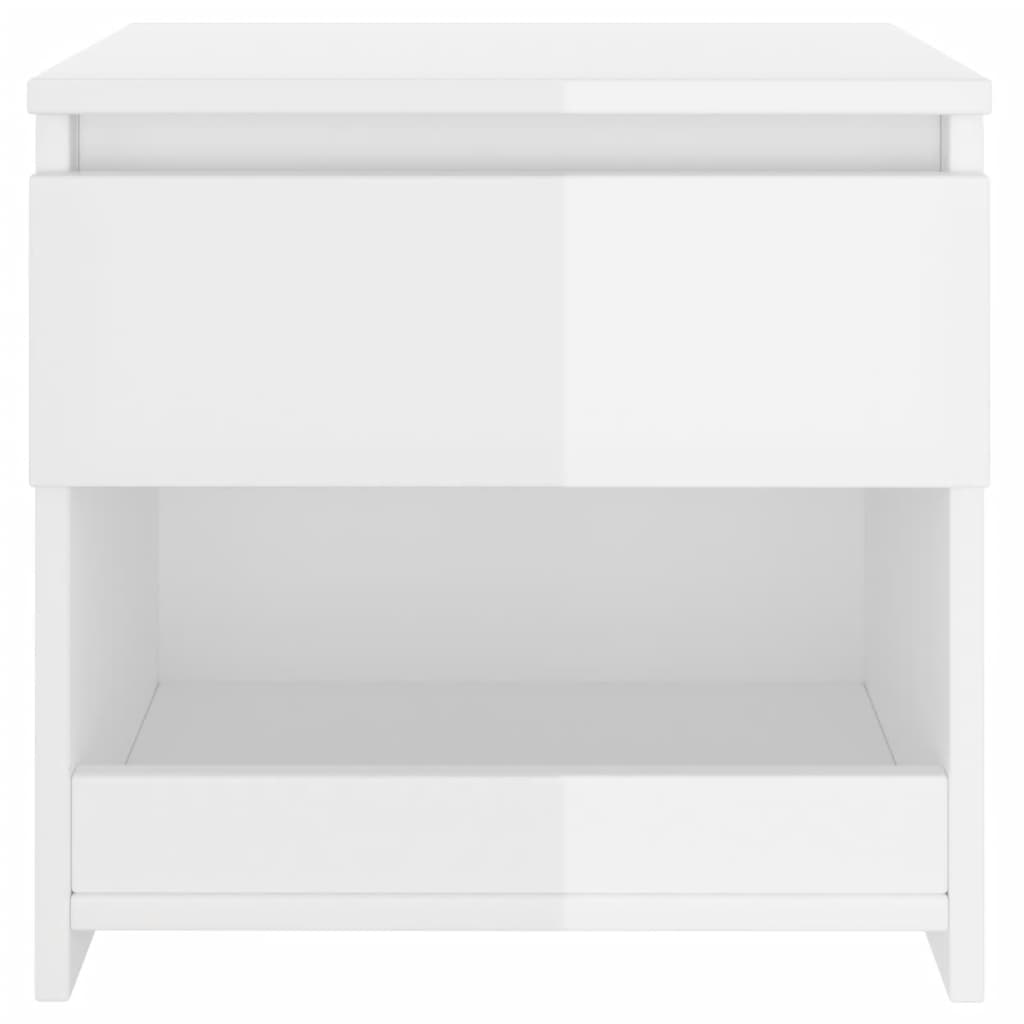 Nattbord 2 stk høyglans hvit 40x30x39 cm konstruert tre