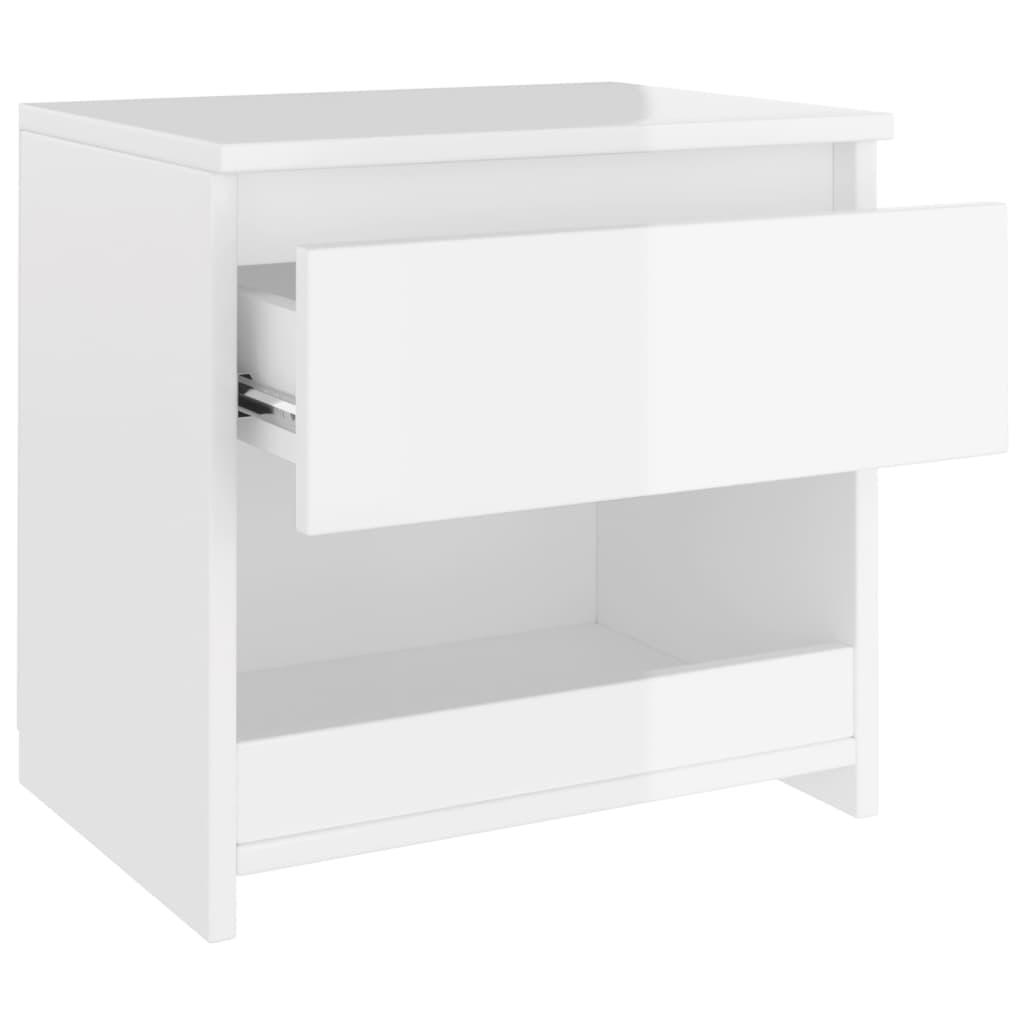 Nattbord 2 stk høyglans hvit 40x30x39 cm konstruert tre