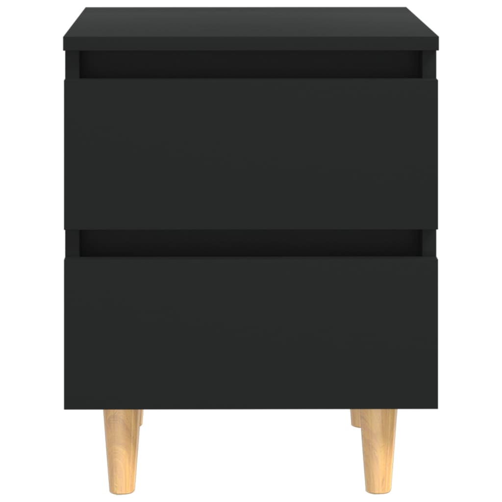 Nattbord med heltre furuben 2 stk svart 40x35x50 cm