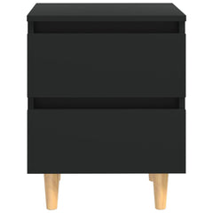 Nattbord med heltre furuben 2 stk svart 40x35x50 cm