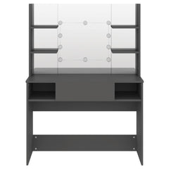 Sminkebord med LED-lys 100x40x135 cm MDF grå