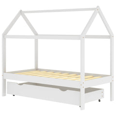 Ramme for barneseng med skuff heltre furu hvit 80x160 cm