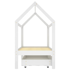 Ramme for barneseng med skuff heltre furu hvit 80x160 cm