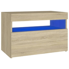 Nattbord med LED-lys sonoma eik 60x35x40 cm konstruert tre