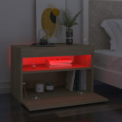 Nattbord med LED-lys sonoma eik 60x35x40 cm konstruert tre