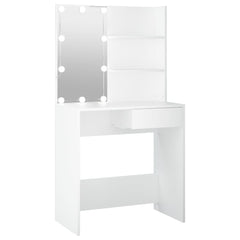 Sminkebord med LED hvit 74,5x40x141 cm