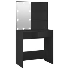 Sminkebord med LED svart 74,5x40x141 cm