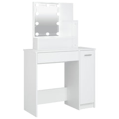 Sminkebord med LED hvit 86,5x35x136 cm