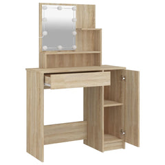 Sminkebord med LED sonoma eik 86,5x35x136 cm