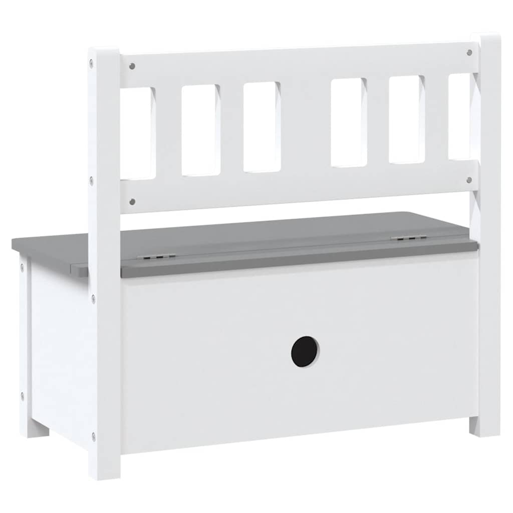 Oppbevaringsbenk for barn hvit og grå 60x30x55 cm MDF