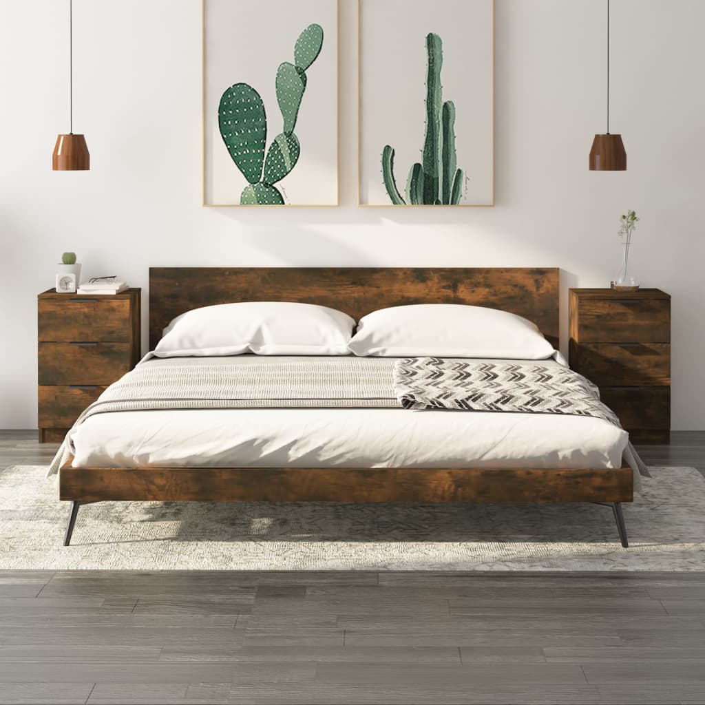 Nattbord 2 stk røkt eik 40x36x65 cm - SminkeBord.no