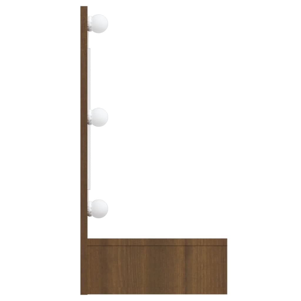 Speilskap med LED brun eik 90x31,5x62 cm