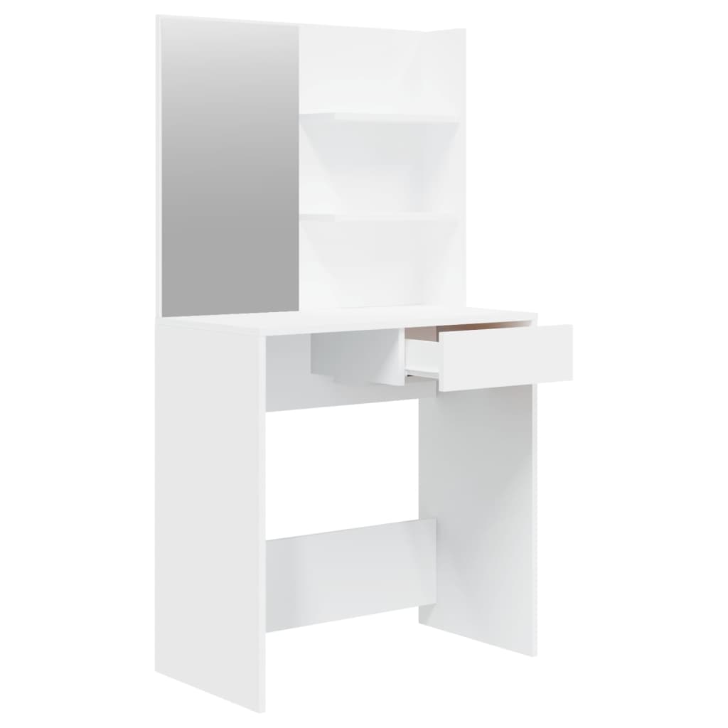 Sminkebordsett hvit 74,5x40x141 cm