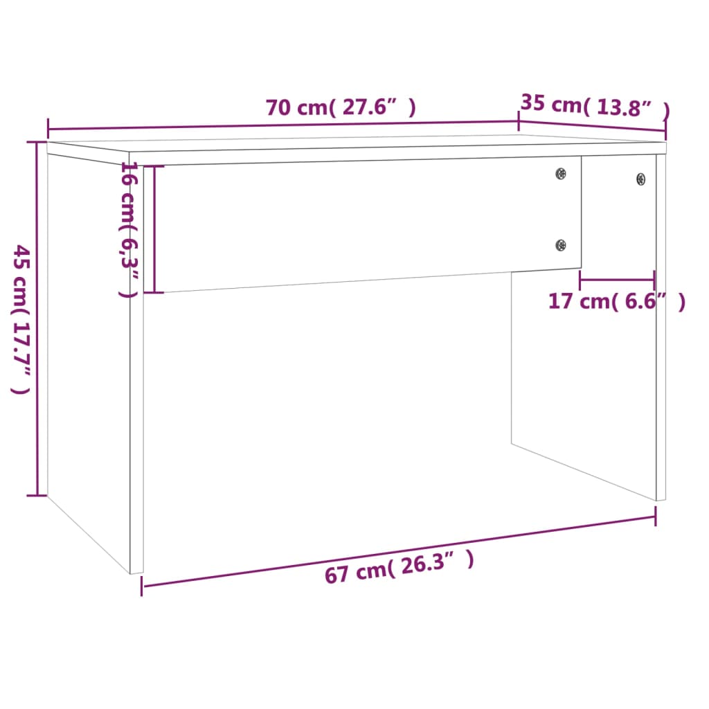 Sminkebordsett hvit 74,5x40x141 cm