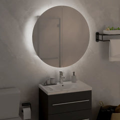 Baderomsskap med rundt speil og LED hvit 47x47x17,5 cm