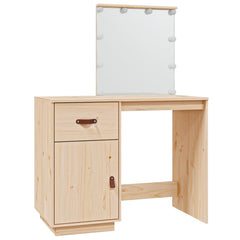 Sminkebord med LED 95x50x133,5 cm heltre furu
